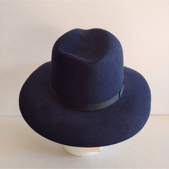 NWT Vintage Madcaps Womens Navy Blue Fedora 22" Diameter 100% Genuine Fur - Picture 3 of 12
